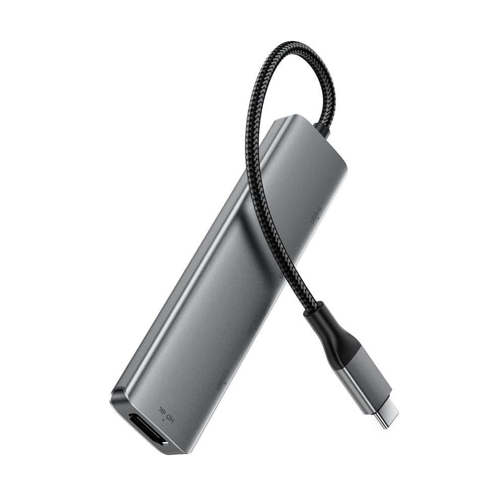 Acefast J16 USB-C Hub 5-v-1, HDMI 4K 60Hz, PD 90W, siva 3