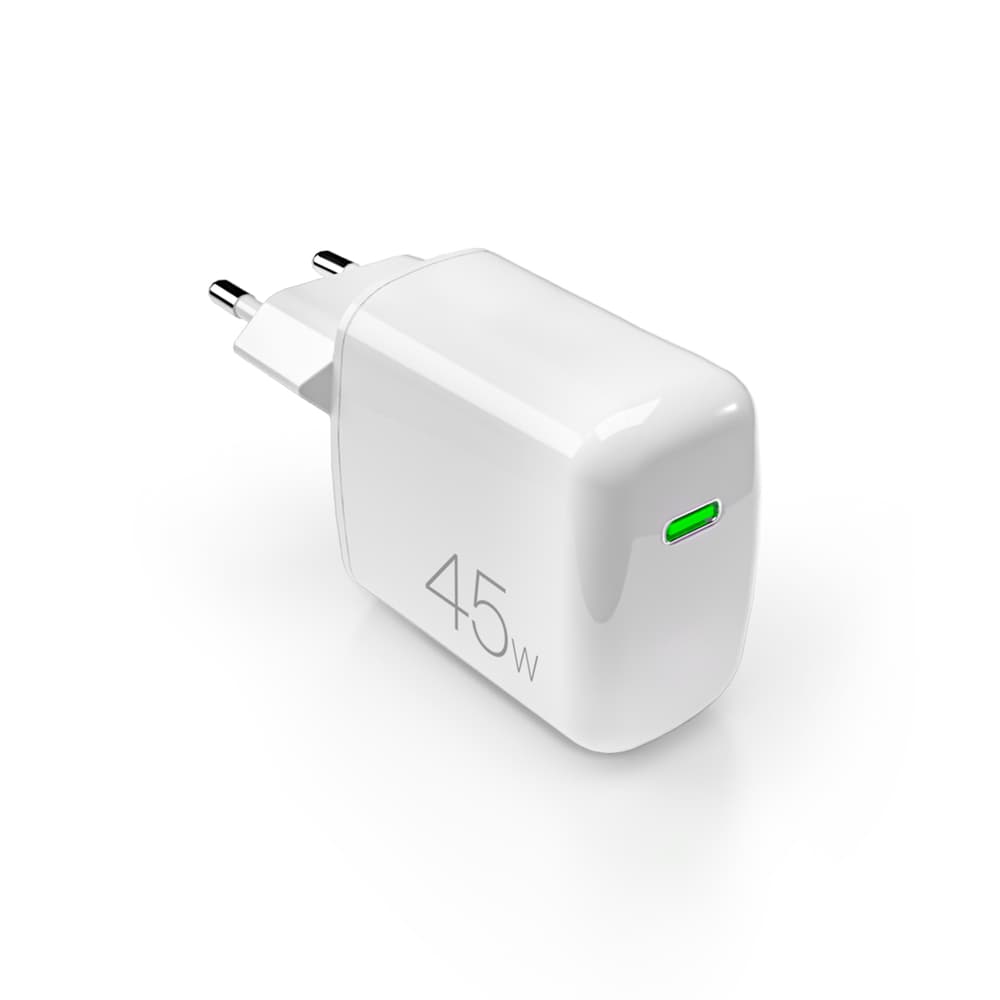 Puro Super Mini 45W PD GaN USB-C stenski polnilnik, bel