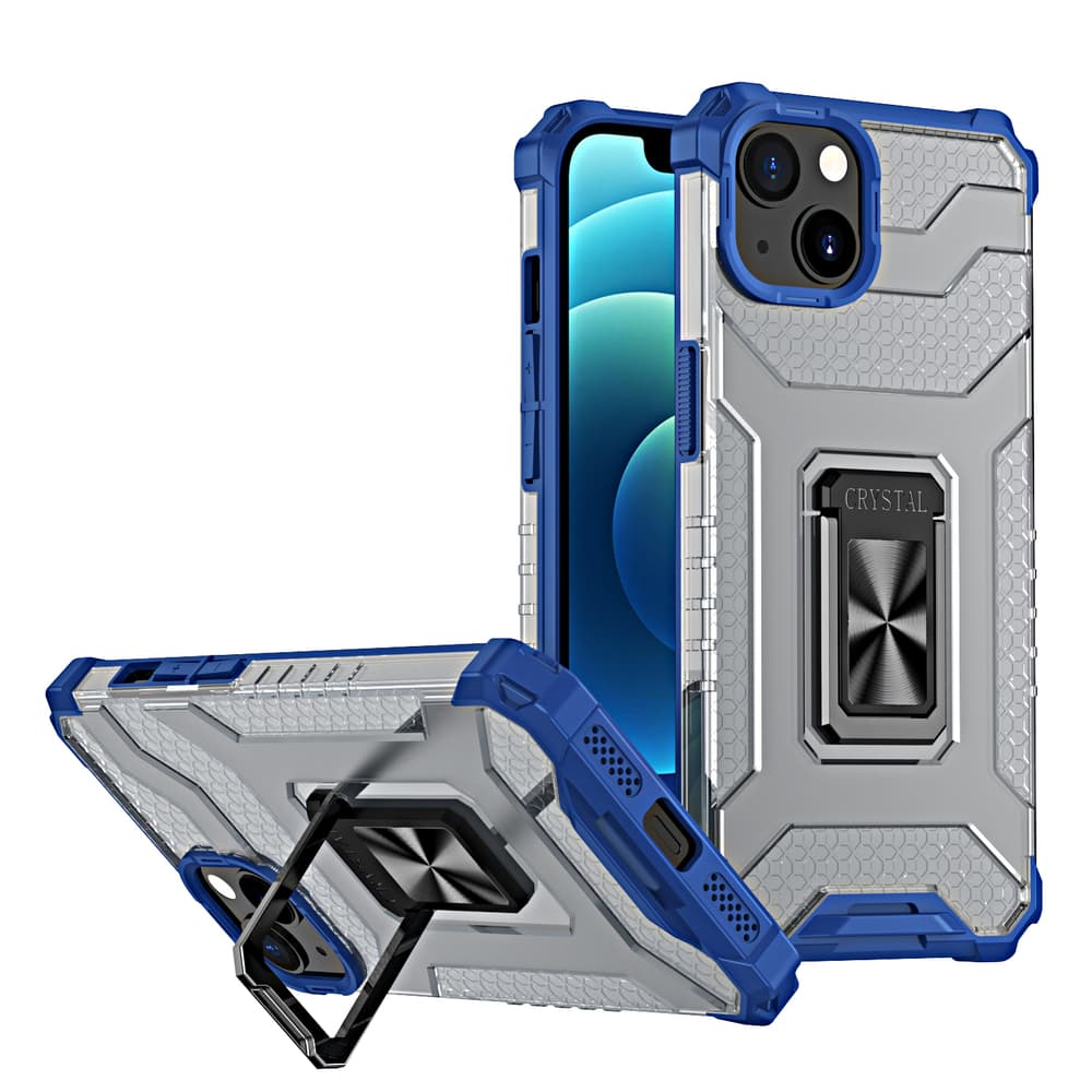 Ovitek Crystal Ring Case Kickstand za iPhone 13 mini (modr)