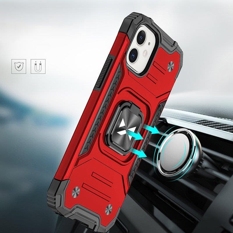 Wozinsky Ring Armor ovitek za iPhone 14, rdeč, s stojalom in obročem 6