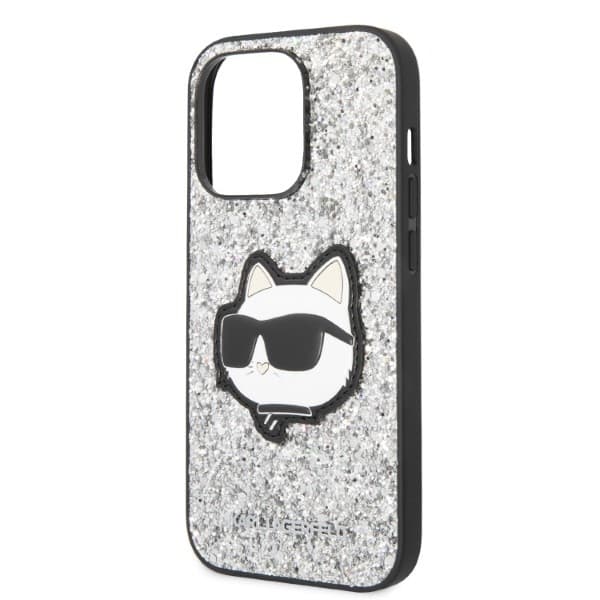 Karl Lagerfeld Glitter Choupette Patch etui za iPhone 14 Pro Max 6.7" srebrno 6
