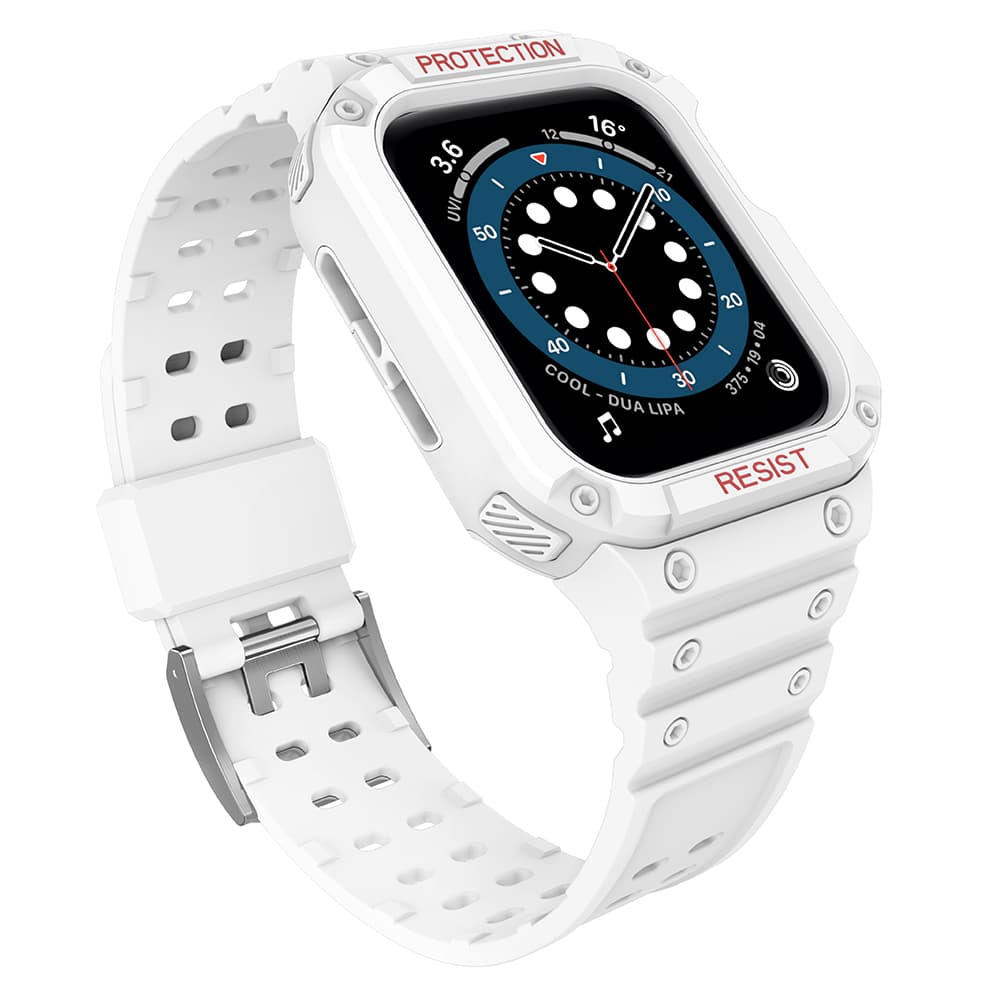 Hurtel Protect Strap Band za Apple Watch 42/44/45mm, oklepni ovitek s paškom - bela