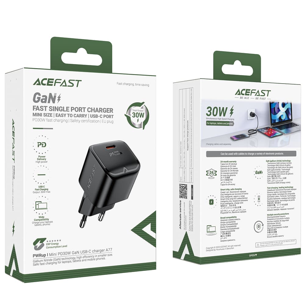 Acefast A77 Mini PD 30W GaN USB-C polnilec, črn 7
