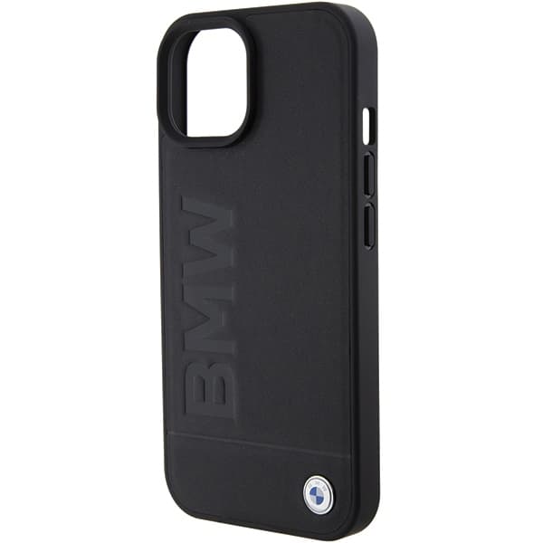Etui BMW Leather Stamp MagSafe za iPhone 15 Plus - črna 6