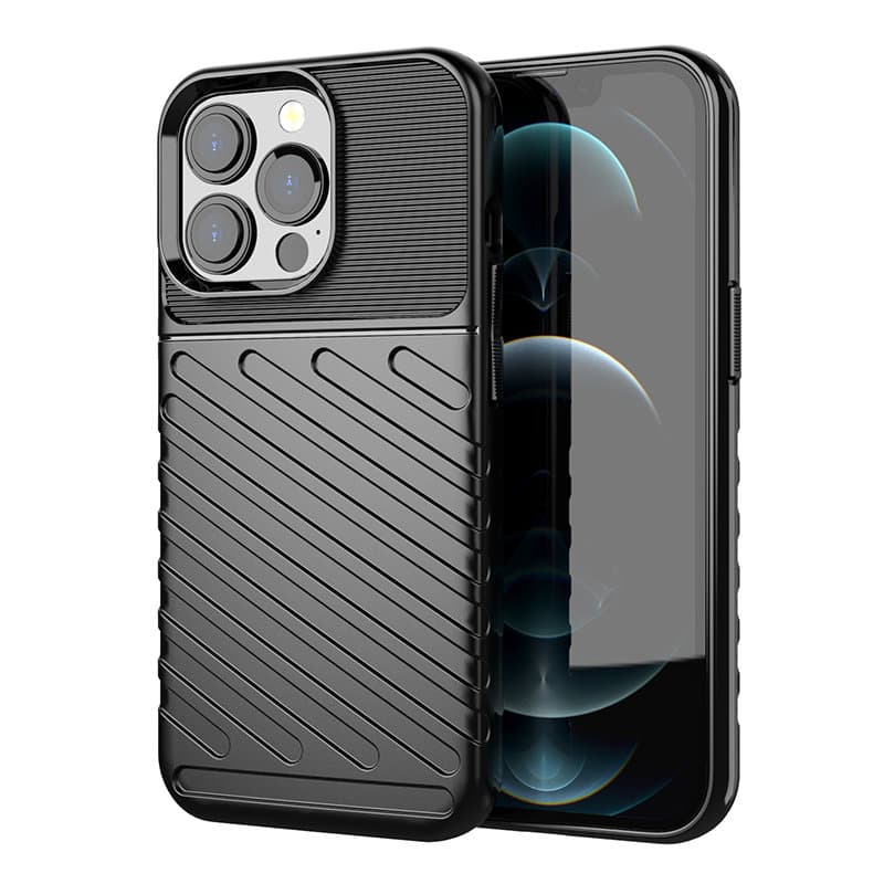 Thunder Case Fleksibilna TPU ovitek za iPhone 13 Pro - Črna