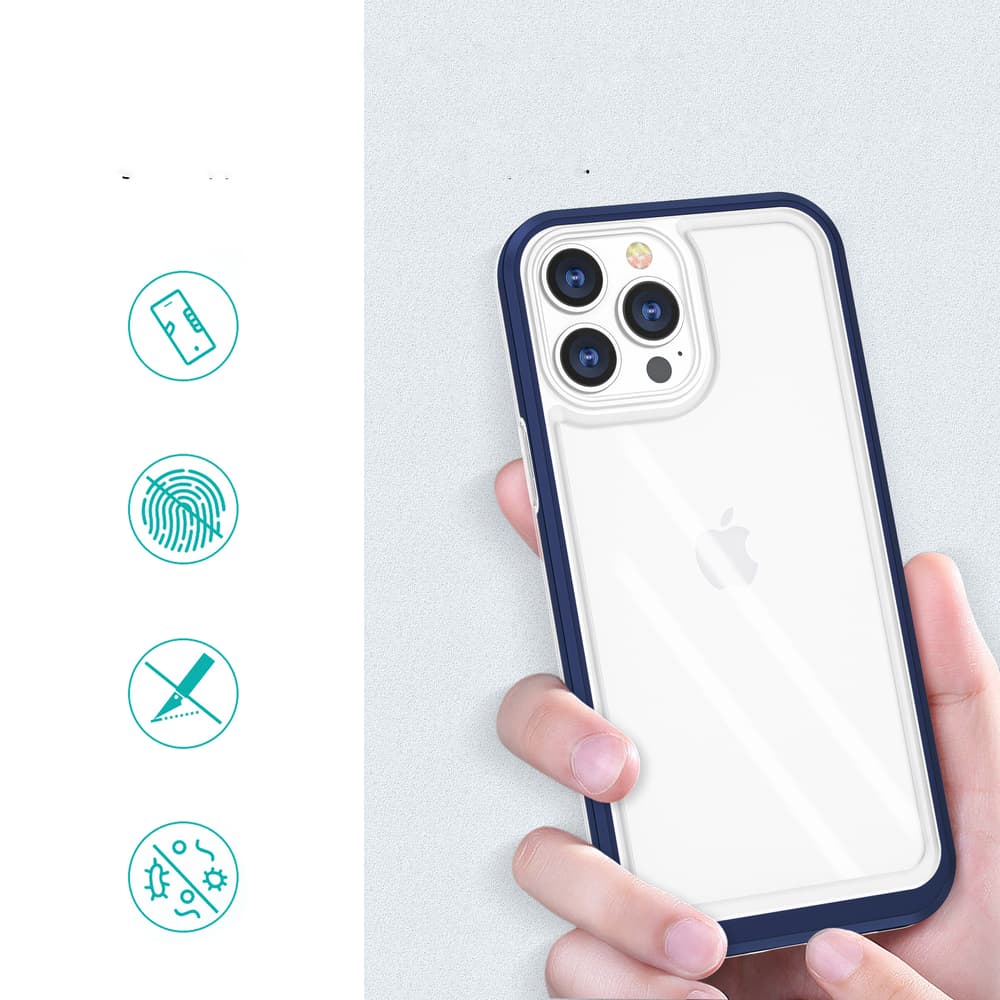 Hurtel Clear 3in1 ovitek za iPhone 13 Pro Max, modri okvir 2