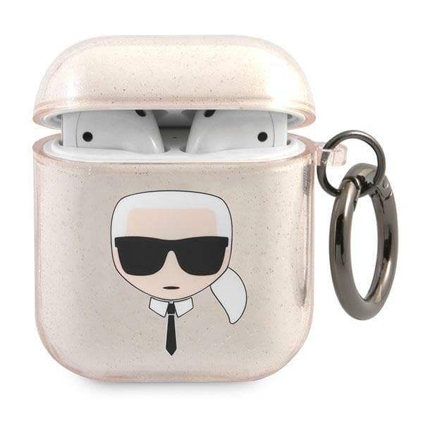 Ovitek Karl Lagerfeld Glitter Karl's Head za AirPods 1/2 - zlati
