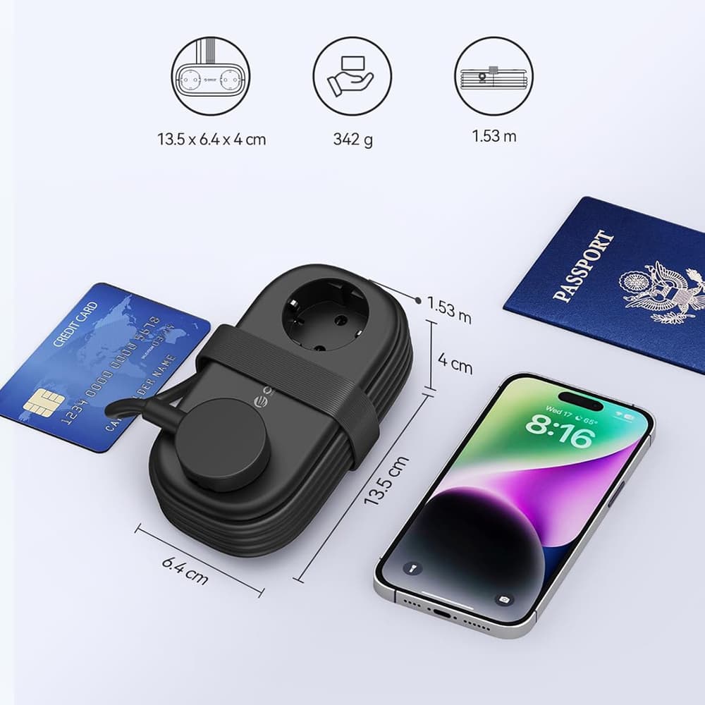 Orico AP3 razdelilnik 20W GaN, 2x AC + 2x USB-A + 1x USB-C - črn
