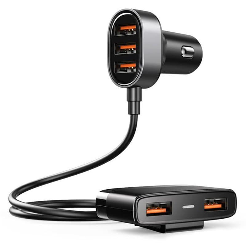 Joyroom avto polnilec 5x USB 6.2 A z razteznim kablom (črn)