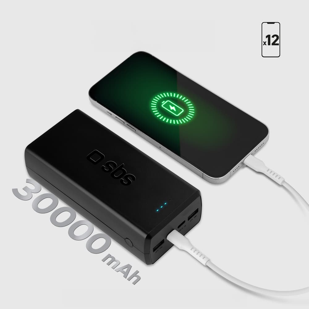 Powerbank SBS TTBB30000PD20K, 30000 mAh, 2x USB-C, 2x USB-A, črna 7