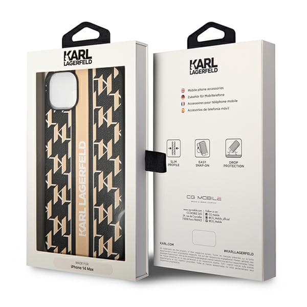 Karl Lagerfeld ovitek za iPhone 14 Plus (6,7") Monogram Stripe, rjav 8