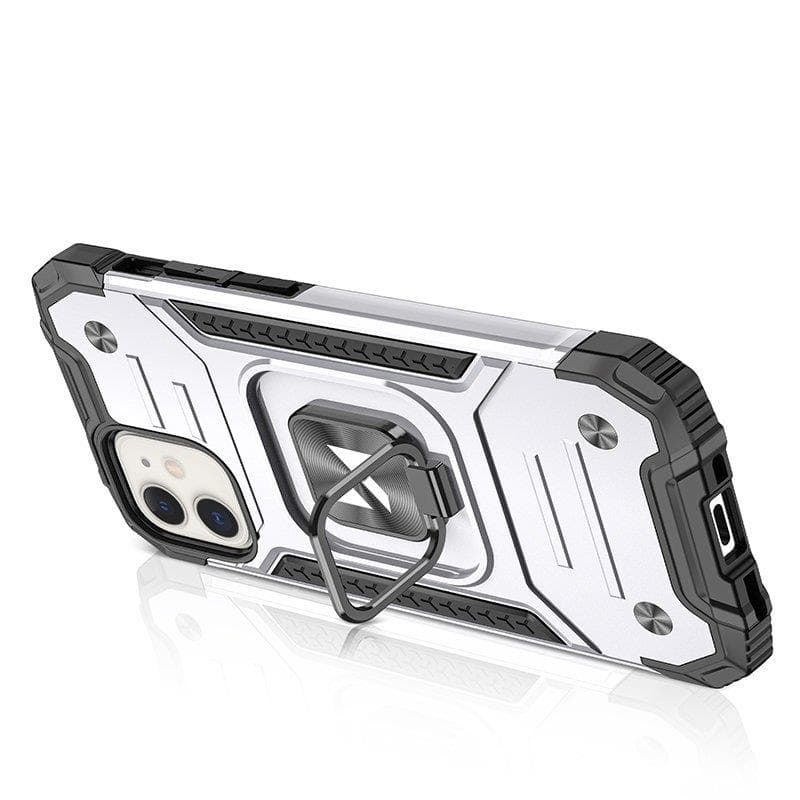 Wozinsky Ring Armor ovitek za iPhone 14, srebrn, s stojalom in obročem 3