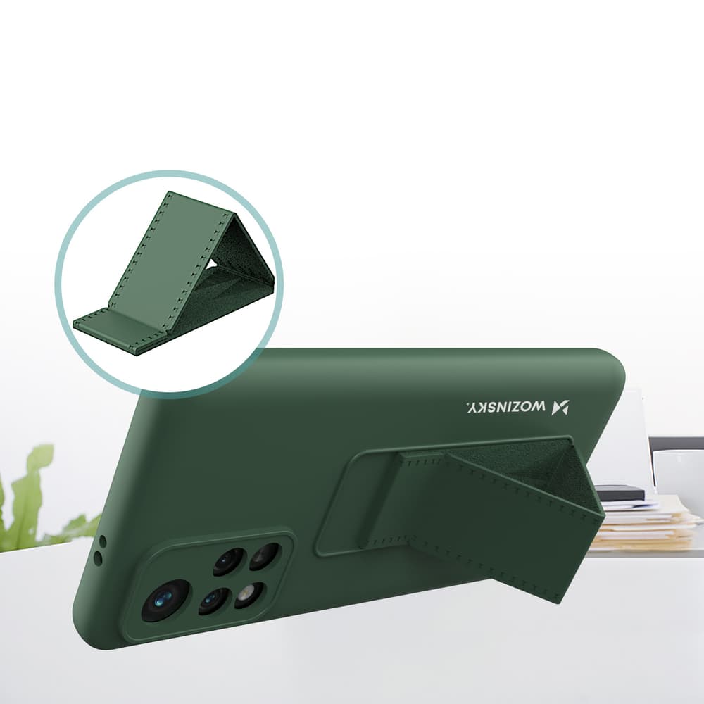 Wozinsky Kickstand Case silikonski ovitek z oporo za Xiaomi Redmi Note 11S / Note 11, rdeča 5