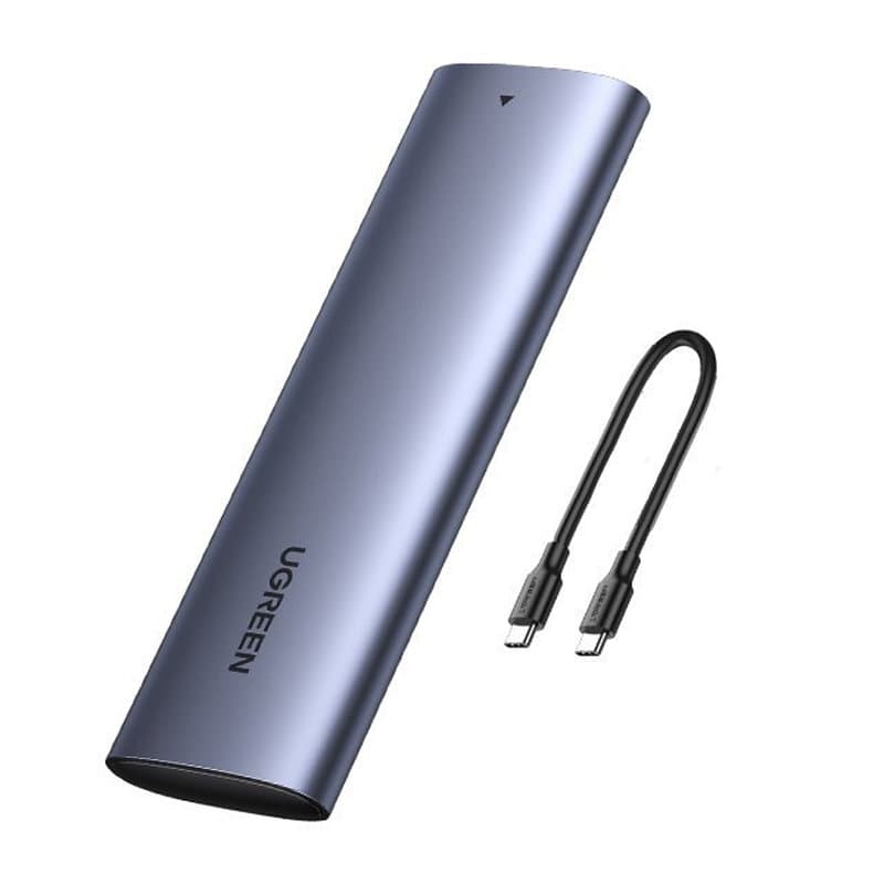 Ugreen M.2 NVMe SSD ohišje USB 3.2 Gen 2 (10 Gbps) + USB-C kabel 0.5m, siva