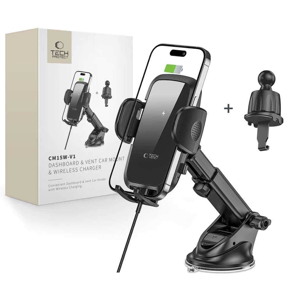 Tech-Protect CM15W-V1 avto držalo z 15W brezžičnim polnilnikom