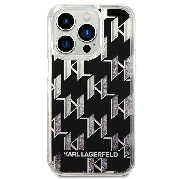 Karl Lagerfeld ovitek za iPhone 14 Pro Liquid Glitter Monogram, črn 3