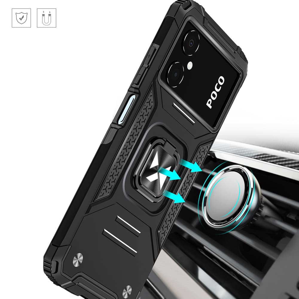 Wozinsky Ring Armor ovitek za Samsung Galaxy A03, črn, z obročem 7