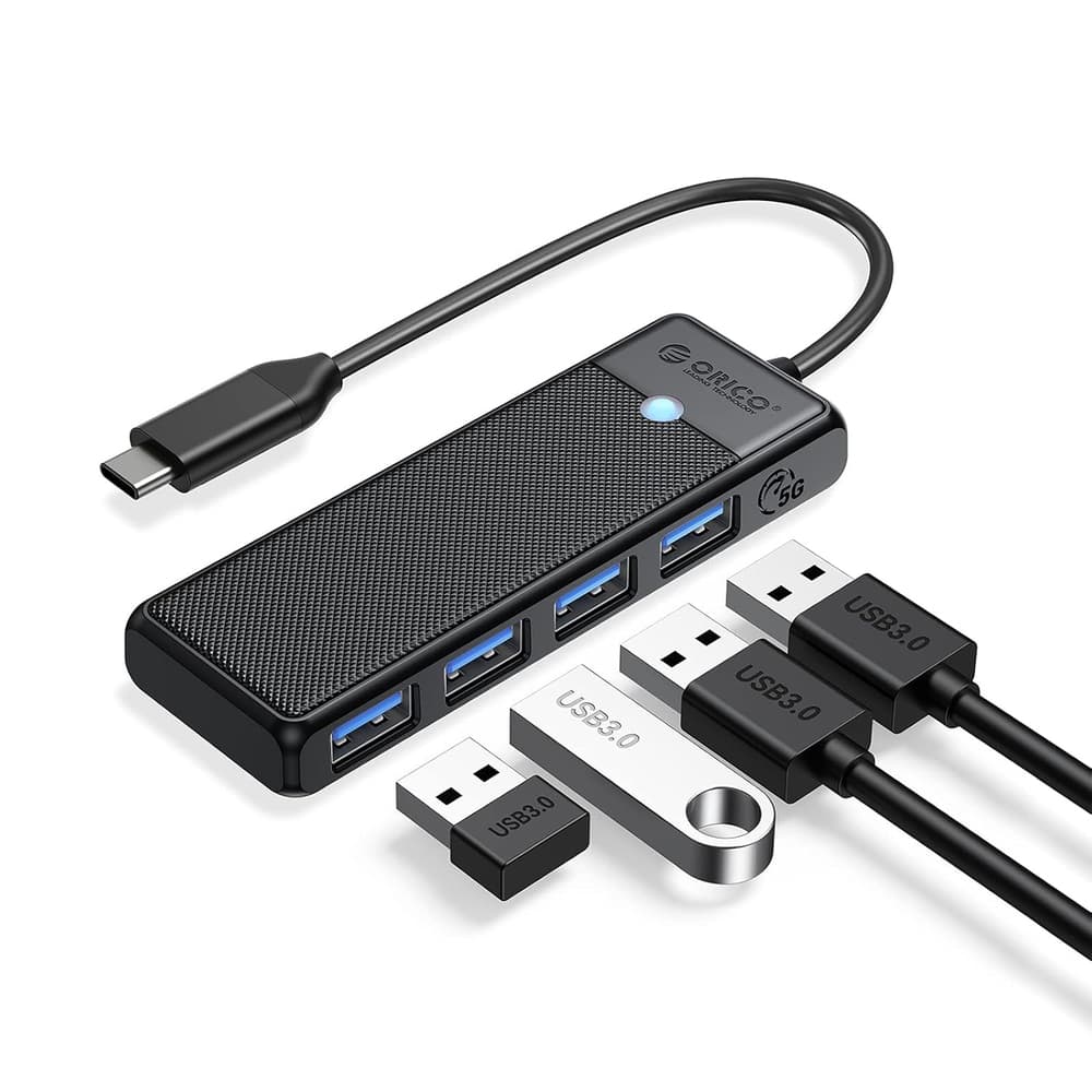 Orico PAPW4A-C3 USB Hub, 4-port, 4x USB-A 3.0, 0,15 m, črn