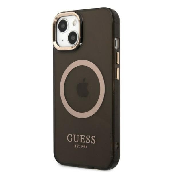 Guess Gold Outline Translucent MagSafe etui za iPhone 13 - črna 2