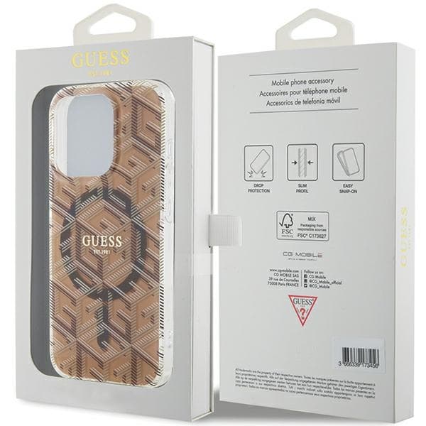 Guess IML GCube MagSafe etui za iPhone 15 Pro - rjava 8