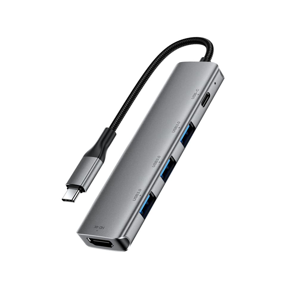 Acefast J16 USB-C Hub 5-v-1, HDMI 4K 60Hz, PD 90W, siva 4