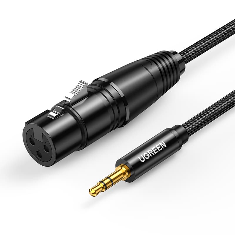 Ugreen avdio kabel 3.5mm minijack (M) - XLR (F) 1m - črn