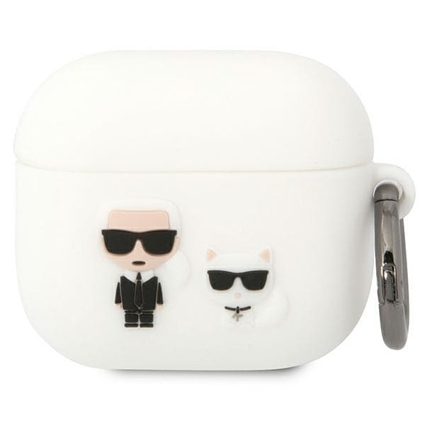 Karl Lagerfeld etui za AirPods 3, Silicone Karl&Choupette, bel
