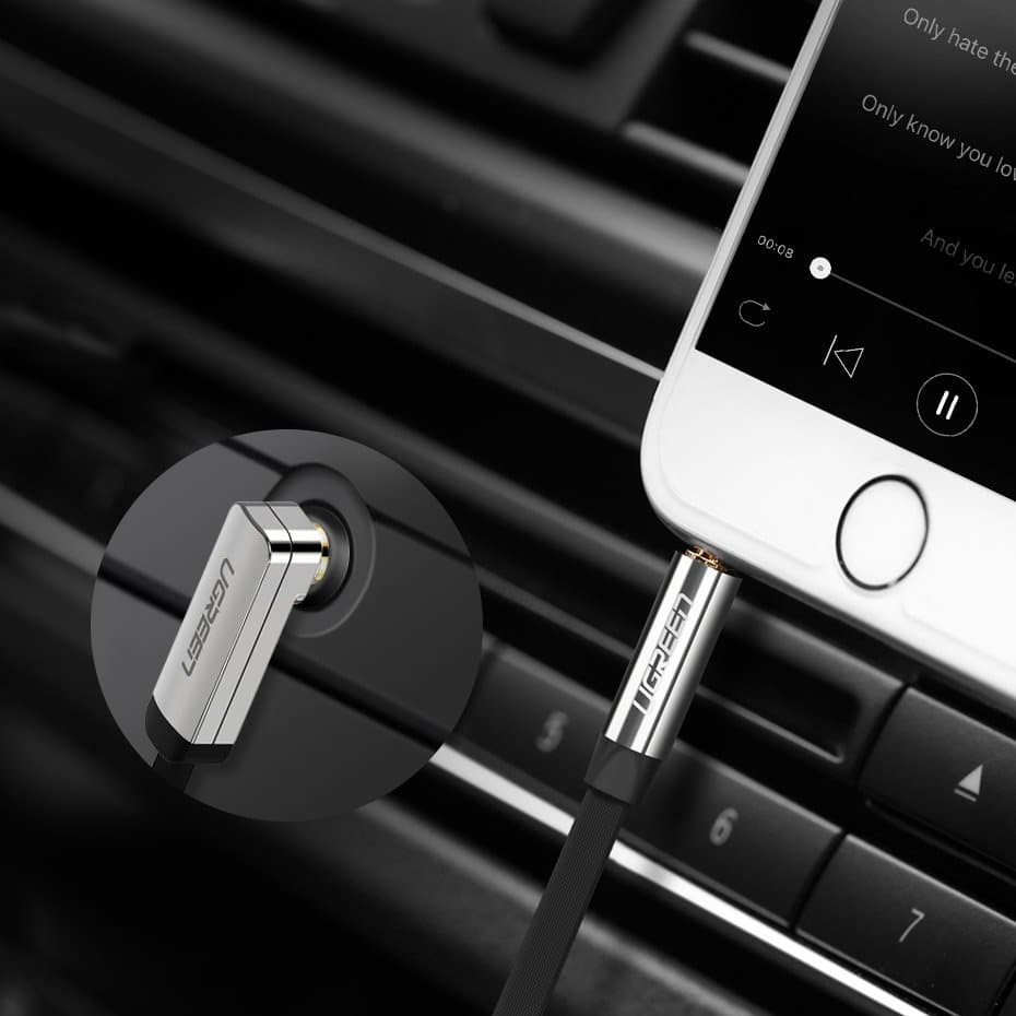 Ugreen AUX kabel 3.5mm mini jack, raven, 1m, srebrn 3