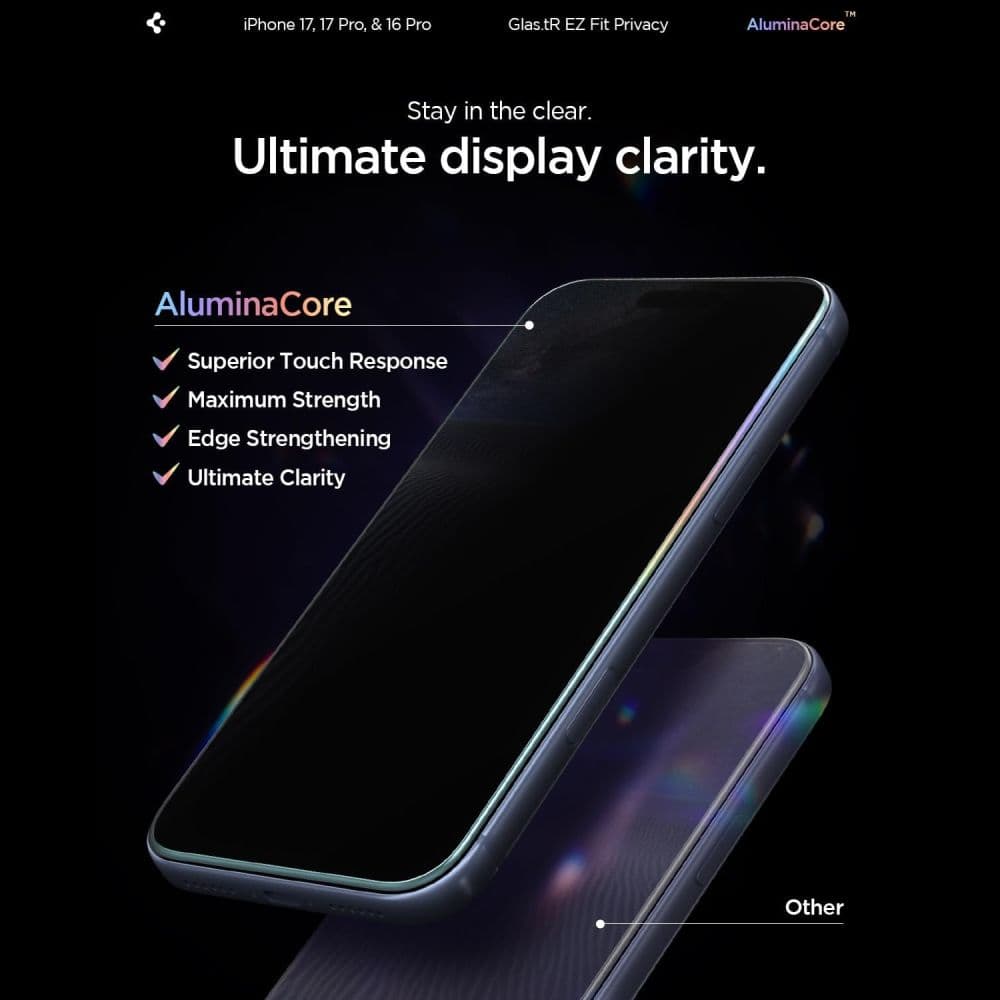 Spigen Glas.tR EZ Fit Privacy kaljeno steklo za iPhone 16 Pro / 17 / 17 Pro - 2 kosa