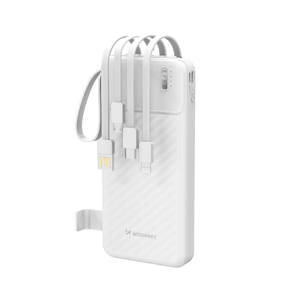 Wozinsky W11-W powerbank 10000mAh, 10W, s kabli in svetilko - bela