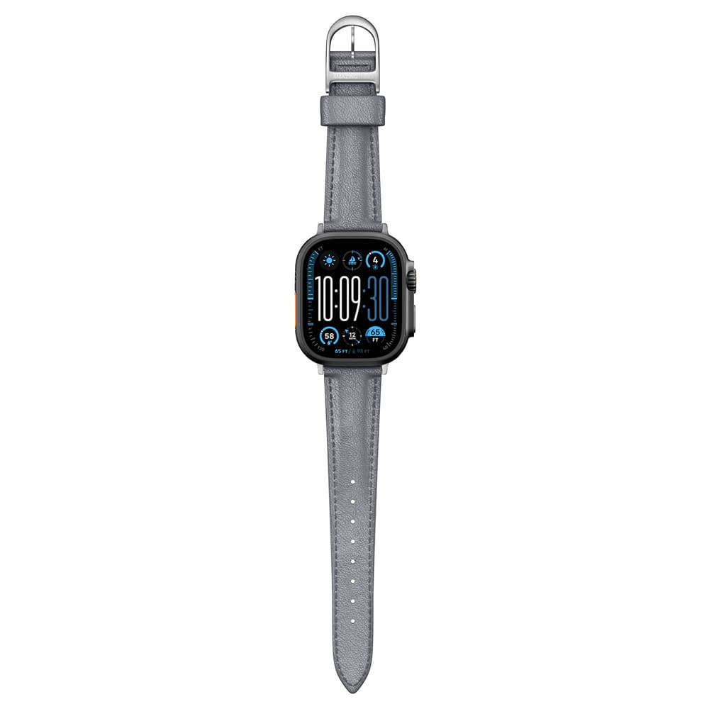 Usnjen pašček AmazingThing Class Band za Apple Watch 45/46/49mm - Siva 2