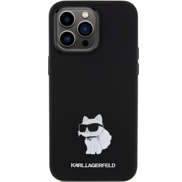 Karl Lagerfeld ovitek Silicone Choupette Metal Pin za iPhone 15 Pro Max - črna 3