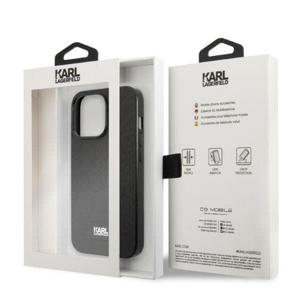 Karl Lagerfeld Saffiano Plaque ovitek za iPhone 13 Pro Max, črn 8
