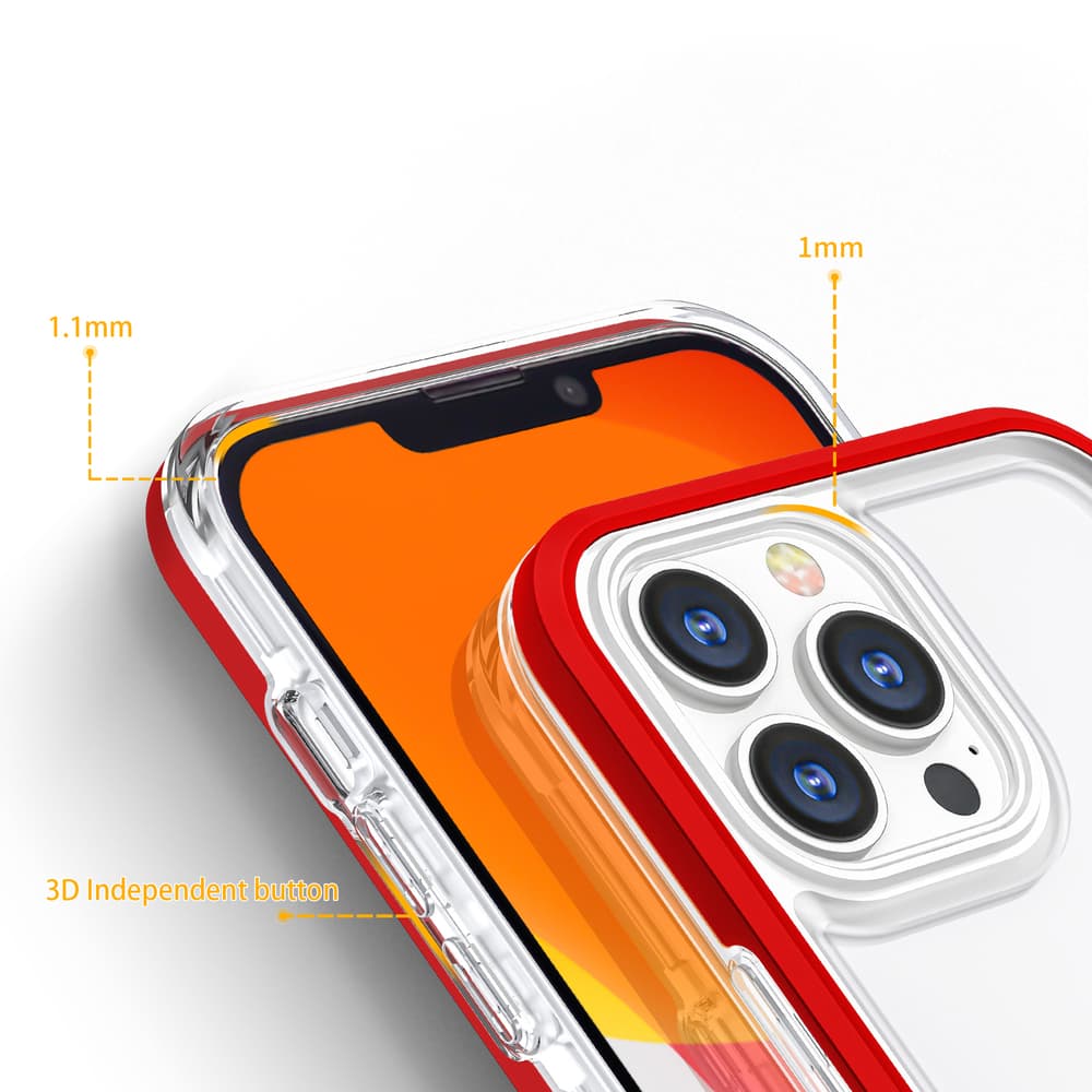 Hurtel Clear 3in1 ovitek za iPhone 13 Pro, rdeči okvir 4