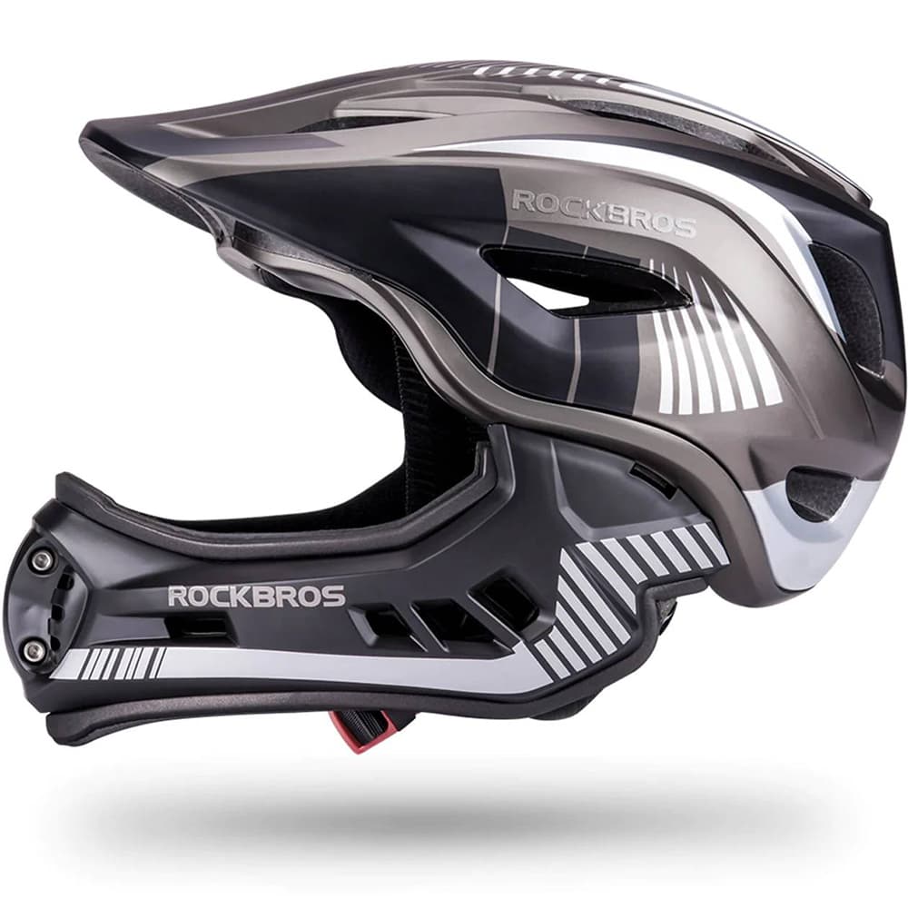 Otroška čelada Rockbros TT-32SBTG-M z odstranljivo brado, velikost M - siva 2