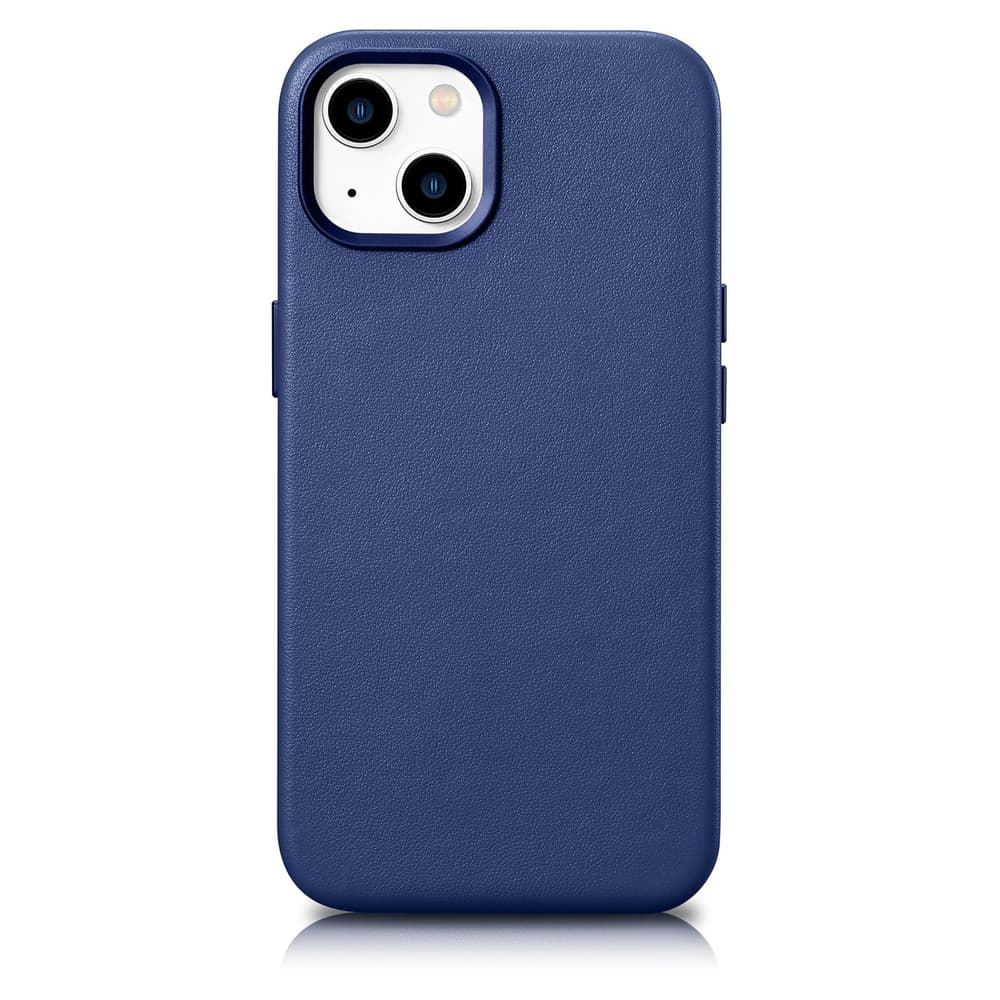 iCarer usnjen ovitek za iPhone 14 Plus, moder (združljiv z MagSafe)