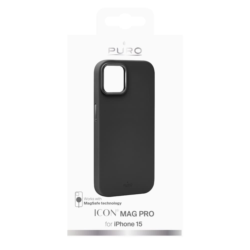 Puro Icon Mag Pro Magsafe silikonski ovitek za iPhone 15 - črn 2