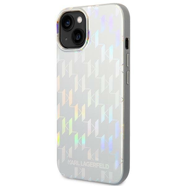Karl Lagerfeld ovitek za iPhone 14 Plus Monogram Iridescent, srebrn 2