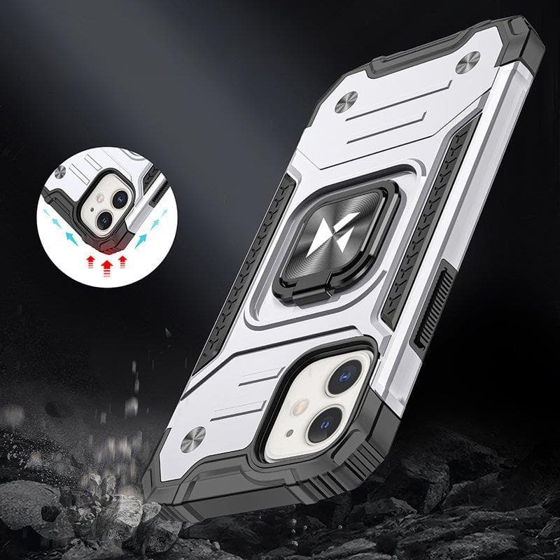 Wozinsky Ring Armor ovitek za iPhone 14, srebrn, s stojalom in obročem 7