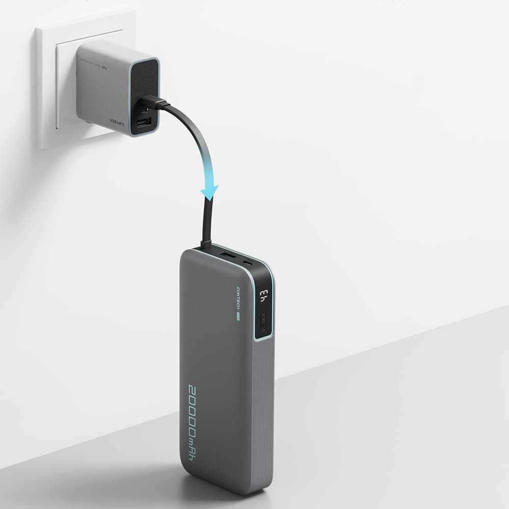 Cuktech 45W 20000mAh powerbank z vgrajenim USB-C kablom - siv 5
