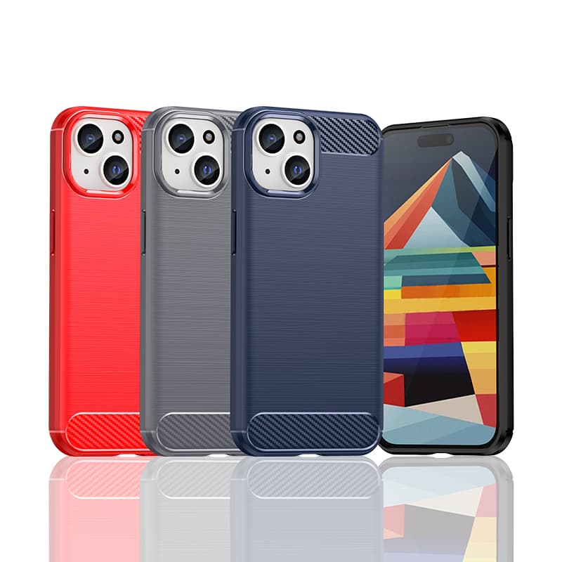 Prožen ovitek za iPhone 15 Hurtel Carbon Case - moder 6