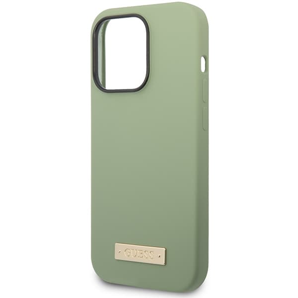 Ovitek Guess Silicone Logo Plate MagSafe za iPhone 14 Pro Max, zelen 6