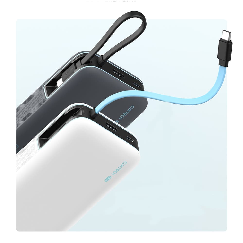Cuktech 55W 20000mAh powerbank z vgrajenim USB-C kablom - bela 2