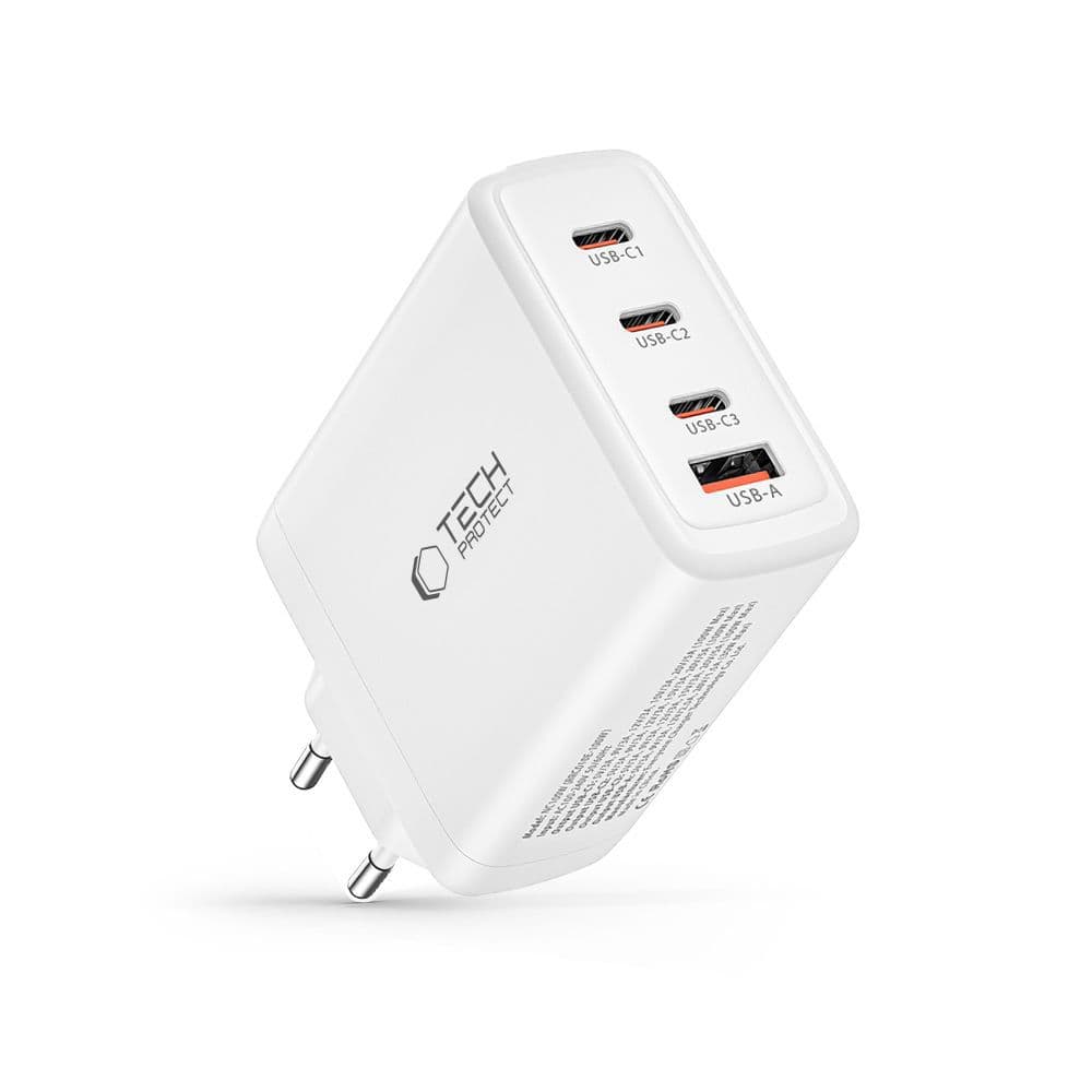 Polnilnik Tech-Protect NC100W-GAN 100W, 3x USB-C PD, 1x USB-A QC 3.0 - bel 6