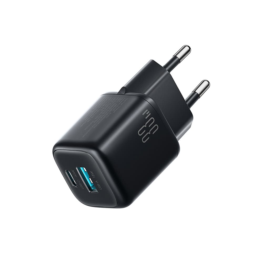 Joyroom JR-TG7 33W polnilec USB-A + USB-C s kablom USB-C-USB-C 1m, črn