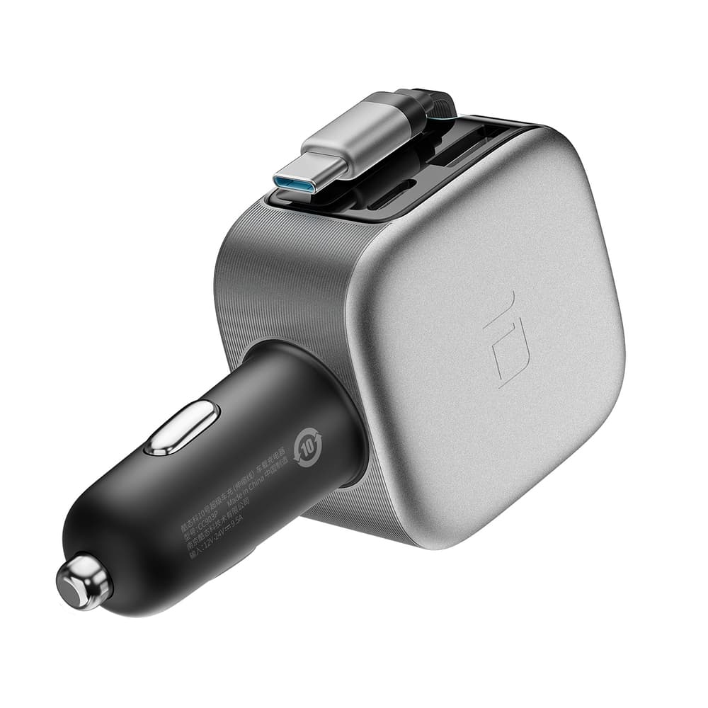 Cuktech CC903P 100W avto polnilec z zaslonom in izvlečnim kablom - Siv 3