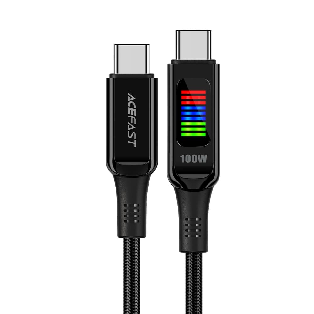 Acefast C7-03 USB-C v USB-C 100W 1.2m kabel z zaslonom, črn