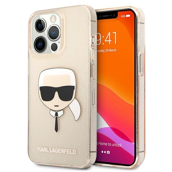 Karl Lagerfeld Glitter Karl's Head ovitek za iPhone 13 Pro / iPhone 13 - Zlat