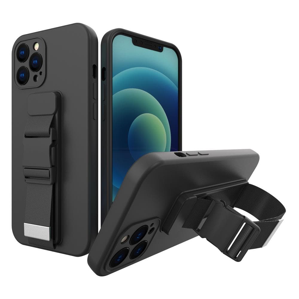 Hurtel Gel ovitek z vrvico za Xiaomi Redmi Note 10 / Note 10S, črna