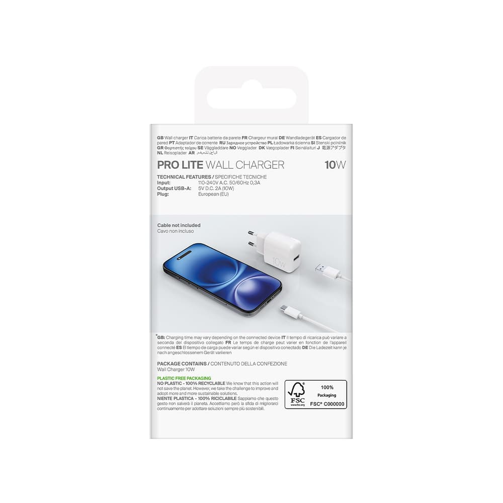Puro PROLITE 10W USB-A zidni polnilnik - Bela 3